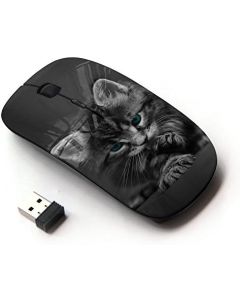 KawaiiMouse [ Optical 2.4G Wireless Mouse ] Cute Paw Kitten Whiskers Grey Baby Cat