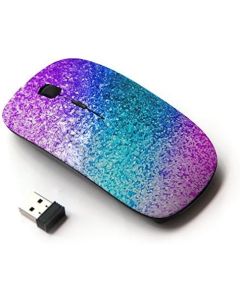 KawaiiMouse [ Optical 2.4G Wireless Mouse ] Glitter Teal Purple Sparkling Watercolor