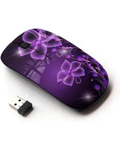 KawaiiMouse [ Optical 2.4G Wireless Mouse ] Purple Black Bling Glitter