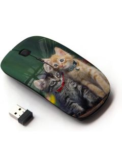 KawaiiMouse [ Optical 2.4G Wireless Mouse ] Cute Baby Kitten Cat Green Furry Pet