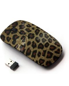 KawaiiMouse [ Optical 2.4G Wireless Mouse ] Gold Bling Glitter Leopard Pattern Fur