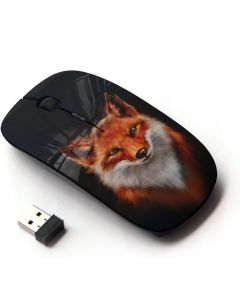 KawaiiMouse [ Optical 2.4G Wireless Mouse ] Fox White Orange Red Art Portrait Painting
