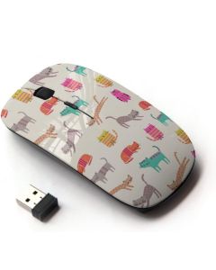 KawaiiMouse [ Optical 2.4G Wireless Mouse ] Kittens Cats Teal Pink Pattern Cartoon