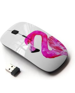 KawaiiMouse [ Optical 2.4G Wireless Mouse ] Flamingo Pink White Bird Florida Watercolor
